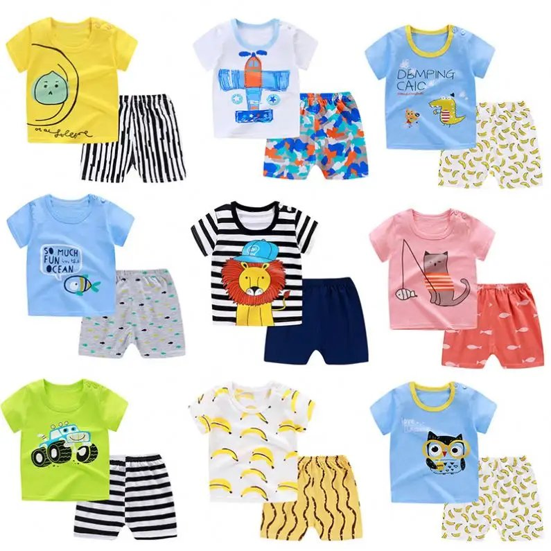 Children 2PCS Short Sleeve T Shirt+Shorts Suit Infant Kids Clothes