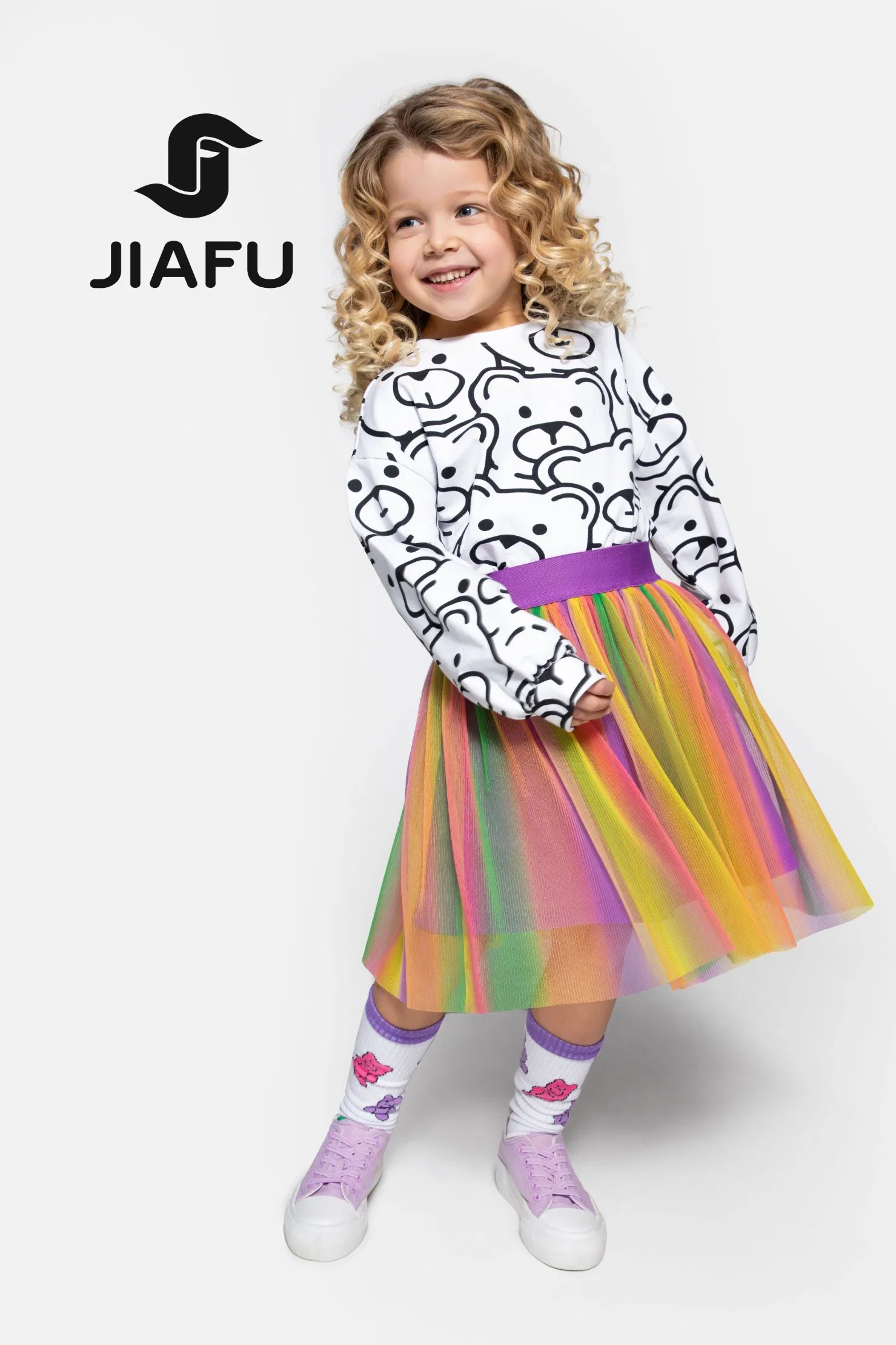 OEM Customized Hot Selling Children Wear Kids Toddler Girl Pretty Summer Breathable Mesh Tulle Skirts with Rainbow Colourful