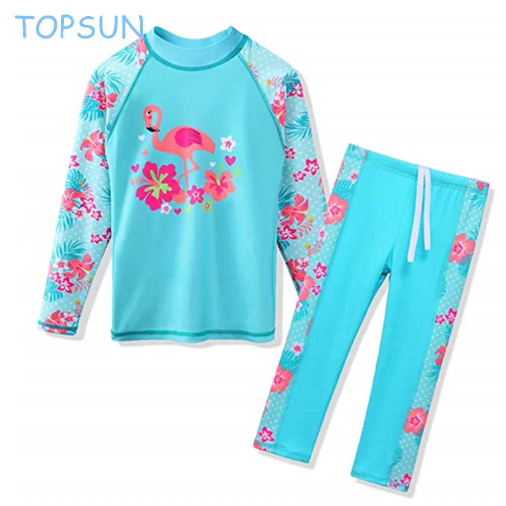 Toddler Baby Girls Beach Two Piece Swimwear Apparel with HD Cartoon Printed Swimsuit Upf 50+ UV 3-10y