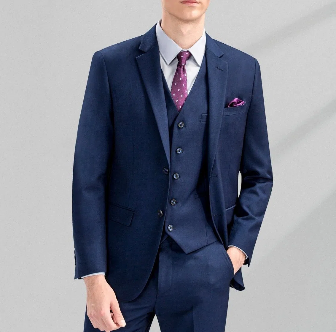 Men′ S 3 Piece Set Suit British Style Self-Cultivation Suit Business Occupation Work Formal Wear