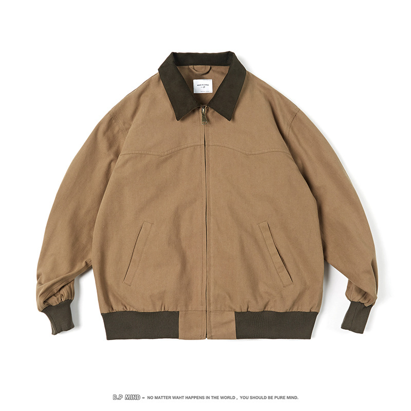 Men's Pre-Shrunk Coated Polyester Corduroy Lapel Jacket Winter Outerwear in Solid Colors Loose Canvas Tall Plus Size OEM Service