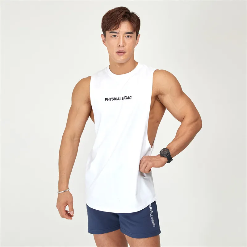 Sports Cotton Boy′ S Muscle Singlet Sleeveless Travel Vest Gym Men′ S Tank Top Bodybuilding Fitness Running Custom Logo Gym Wear