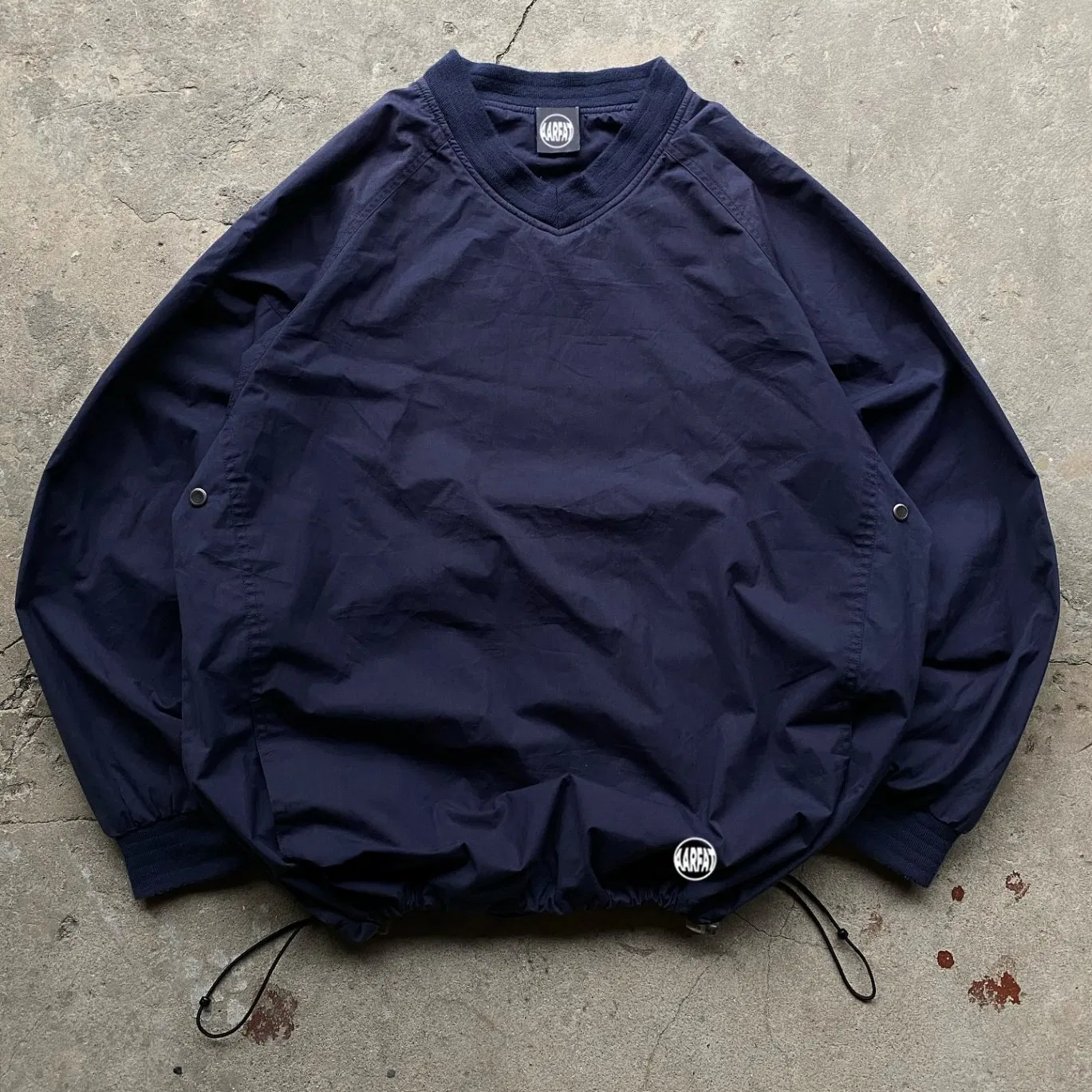 Black Streetwear Loose Fit Jacket Men's V Stand Collar Zipper Windbreaker with Drawstring, Spring Autumn Casual Fashion Outerwear