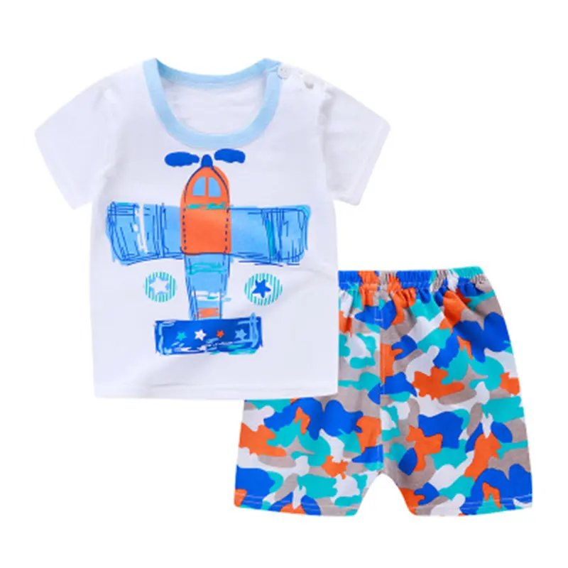 Children 2PCS Short Sleeve T Shirt+Shorts Suit Infant Kids Clothes