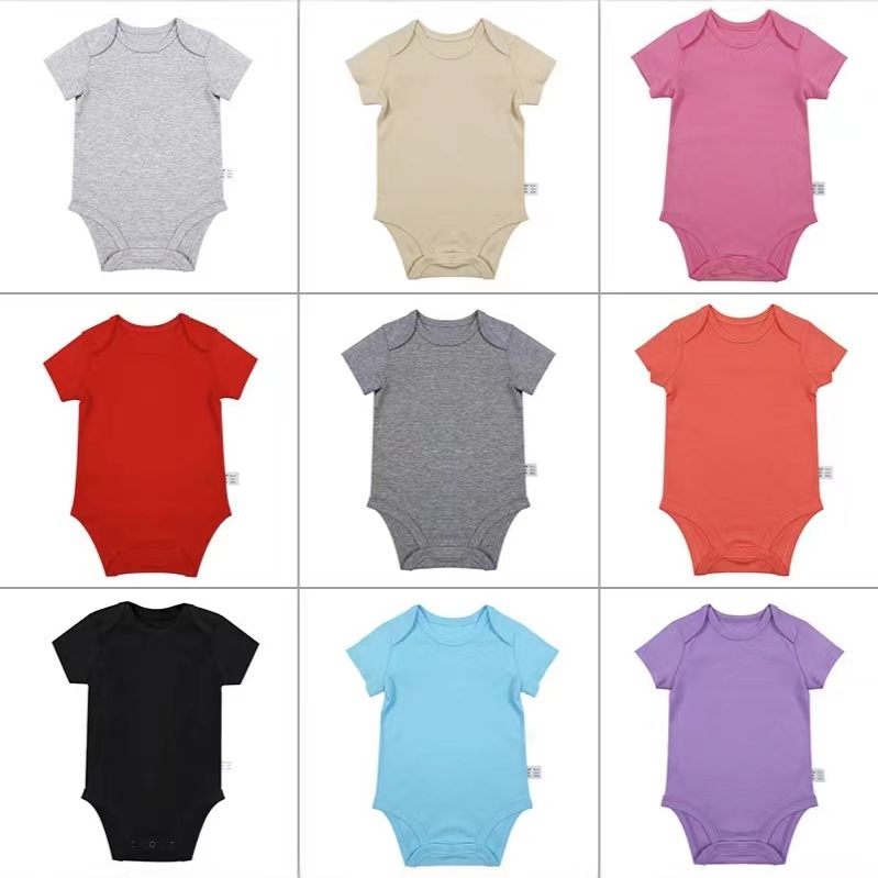Custom Summer Baby Bodysuit Bamboo Toddler Baby Short Sleeve Romper Jumpsuit Infant-Apparel