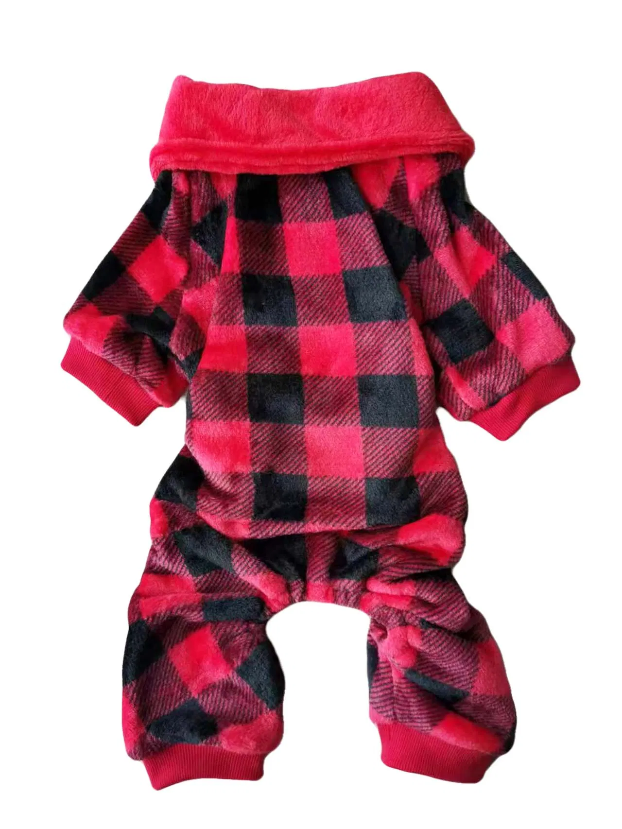 Chriatmas Cozy Velvet Jumpsuit Pullover Dog Sleepwear Pet Pajamas Clothes