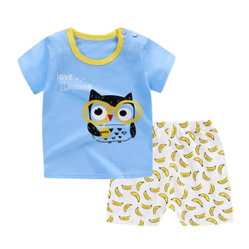 Children 2PCS Short Sleeve T Shirt+Shorts Suit Infant Kids Clothes