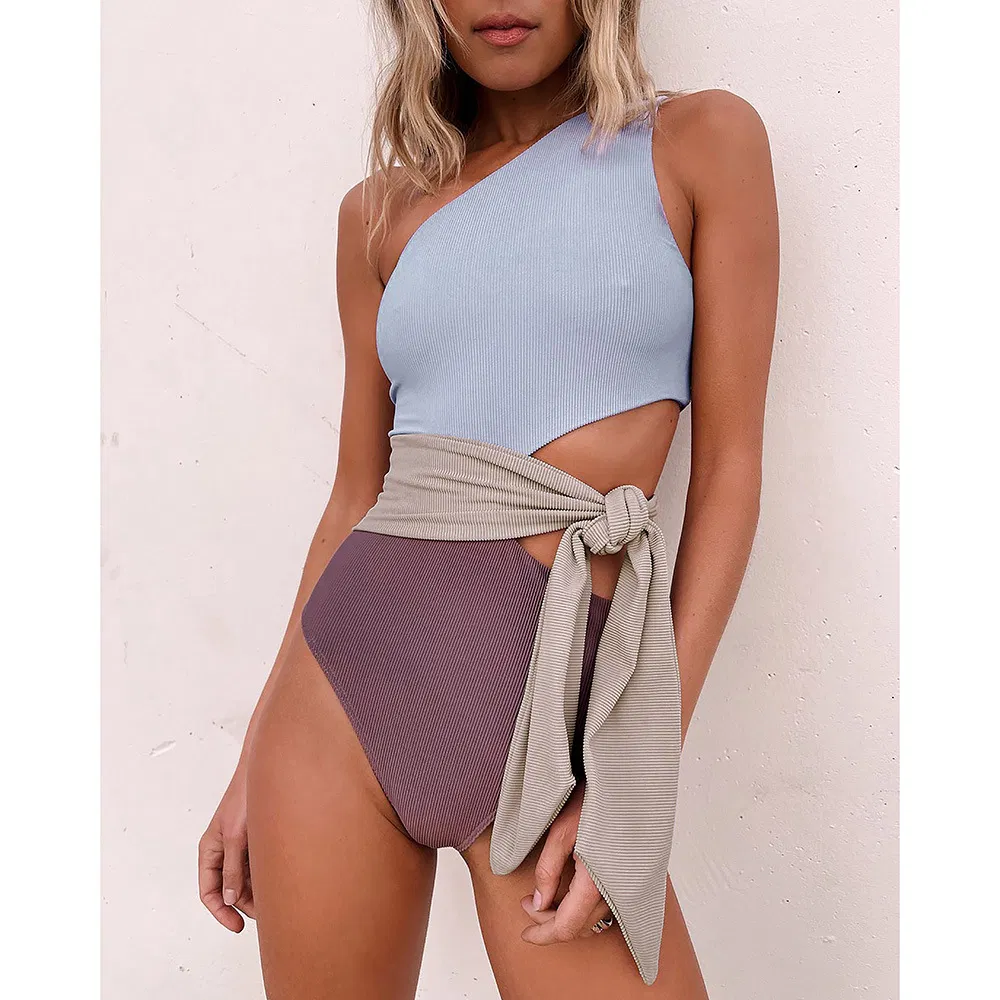 Fashion New Splicing One-Piece Swimsuit Pit Strip Bikini Swimwear