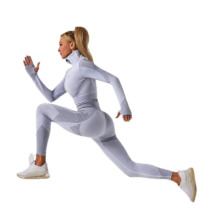 Wholesale Ladies Plus Size Sportswear Ropa De Yoga Seamless Fitness Clothing for Women, Custom Logo 3 PCS Seamless Workout Jacket + Gym Bra + Athletic Leggings