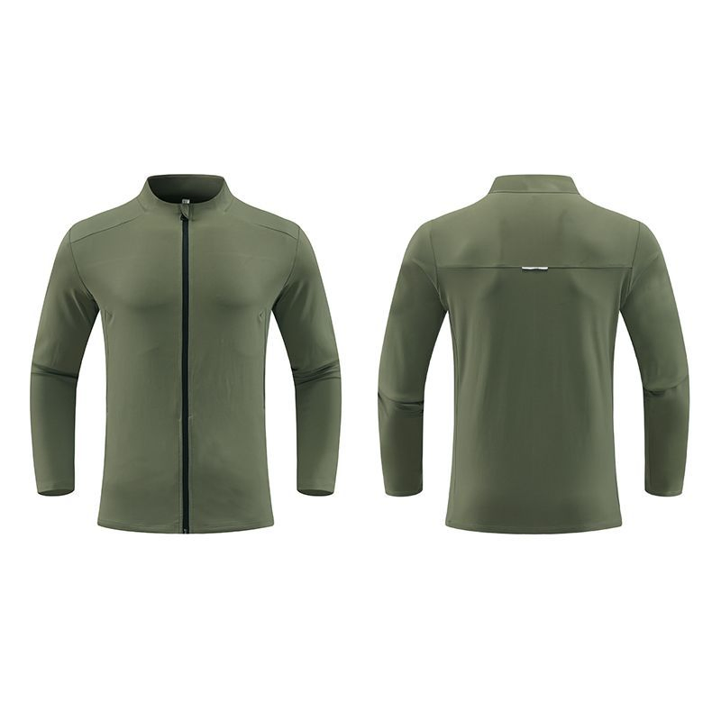 Outdoor Cycling Jacket Men's Stand Collar Solid Color Casual Fashion Running Fitness Training Long Sleeve Gym Wear Shirt