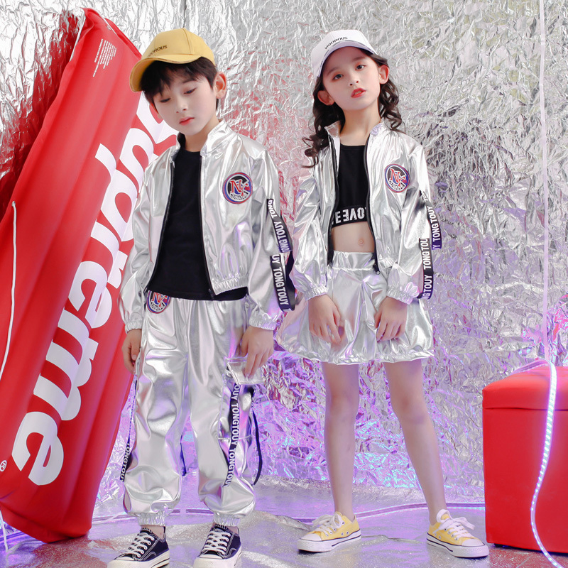 Kids' Hiphop Suit Boys' Hiphop Drum Kit Girls' Jazz Costume Hiphop Clothing Fashion Children's Sequin Clothing
