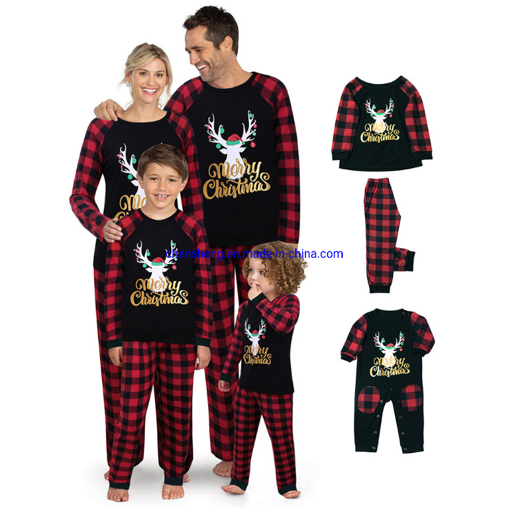 Latest Design Christmas Clothes Children Long Sleeve Printed Clothes Set Sleepwear Funny Family Clothing