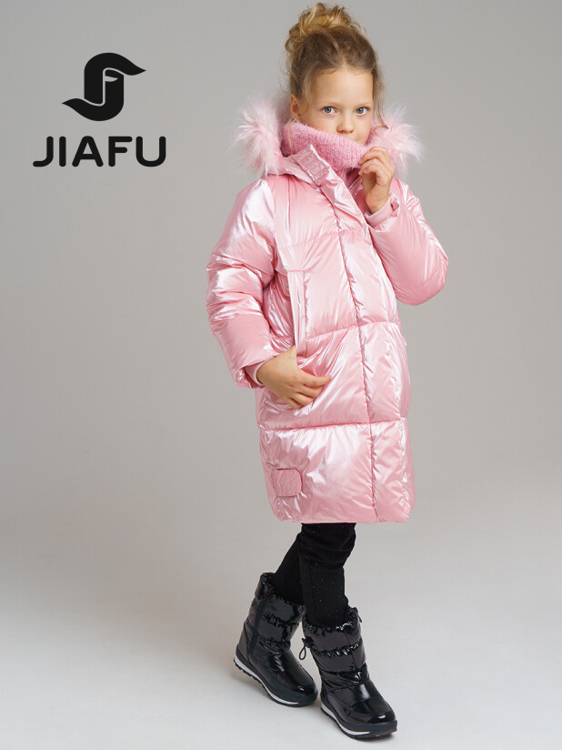Fashion Customized Children Clothes Pearl Shinny Fabric Kids Wear Winter Puffer Down Girl Outwears Jackets