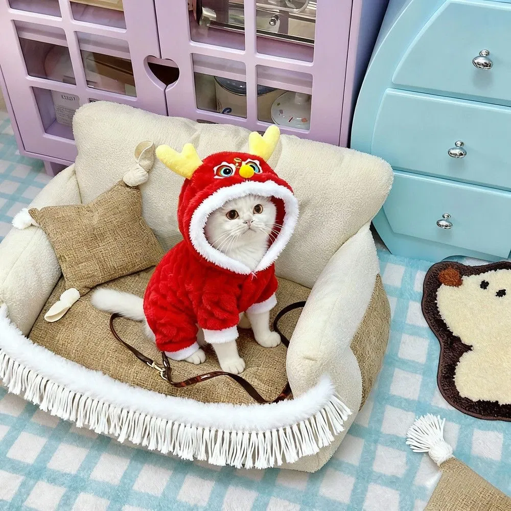New Year Festive Dragon Costume Pet Clothes, Teddy, Small Dog Clothes, Winter Warm Tang Suit.