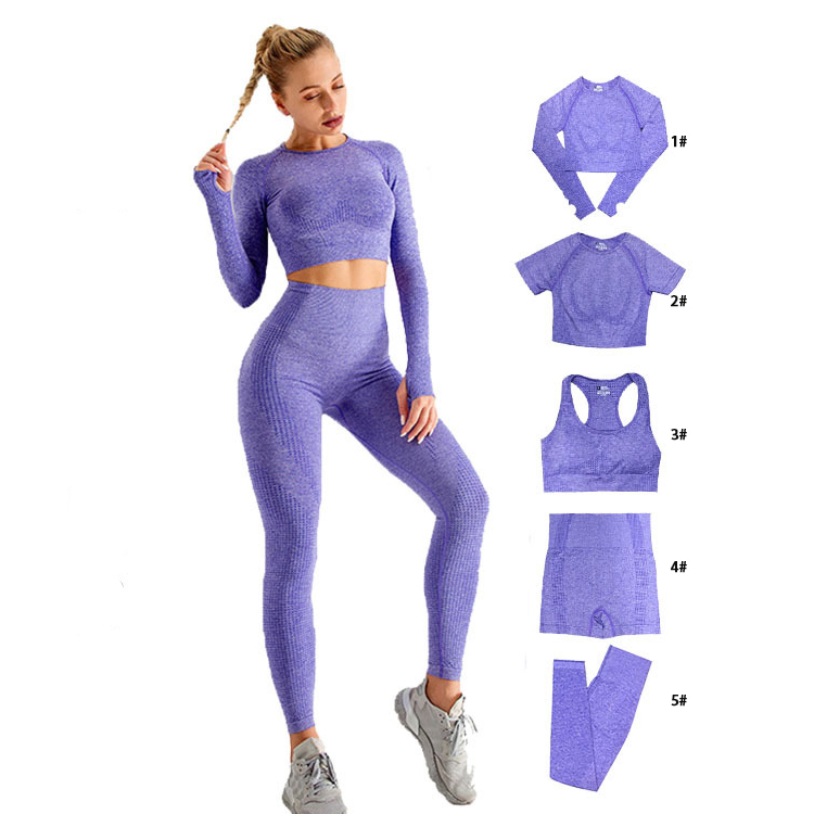 Top Selling 5PCS Set Affordable Ropa De Yoga Compression Sportswear Training Wear Running Tracksuit Exercise Clothes, Custom Athletic Fitness Apparel for Women