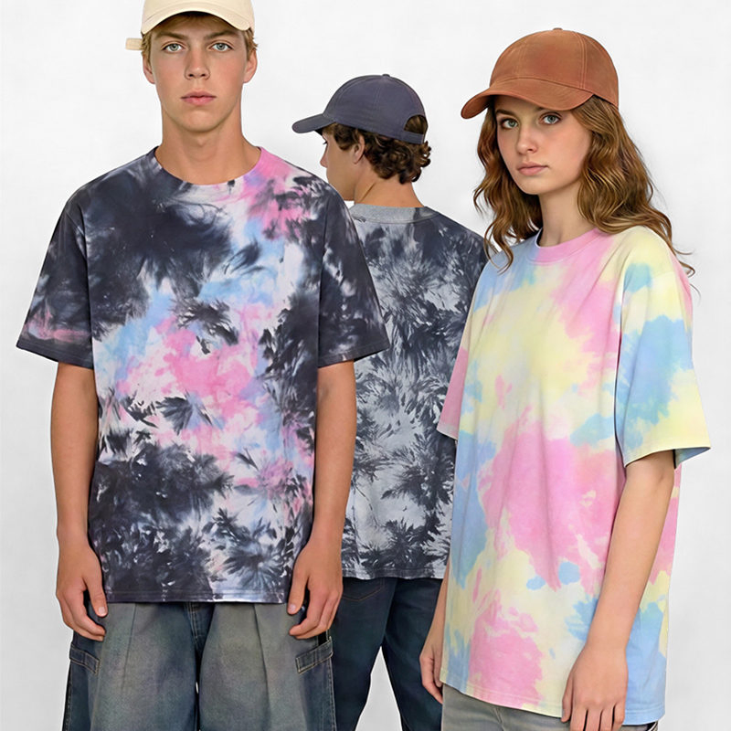 Custom Clothing 240g Cotton 100% Tie-Dye Tshirt Oversize Fashion Streetwear T-Shirt