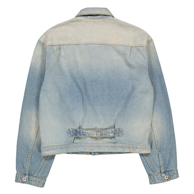 Men's Light Blue Washed Denim Jacket - Oversized Retro Casual Outerwear