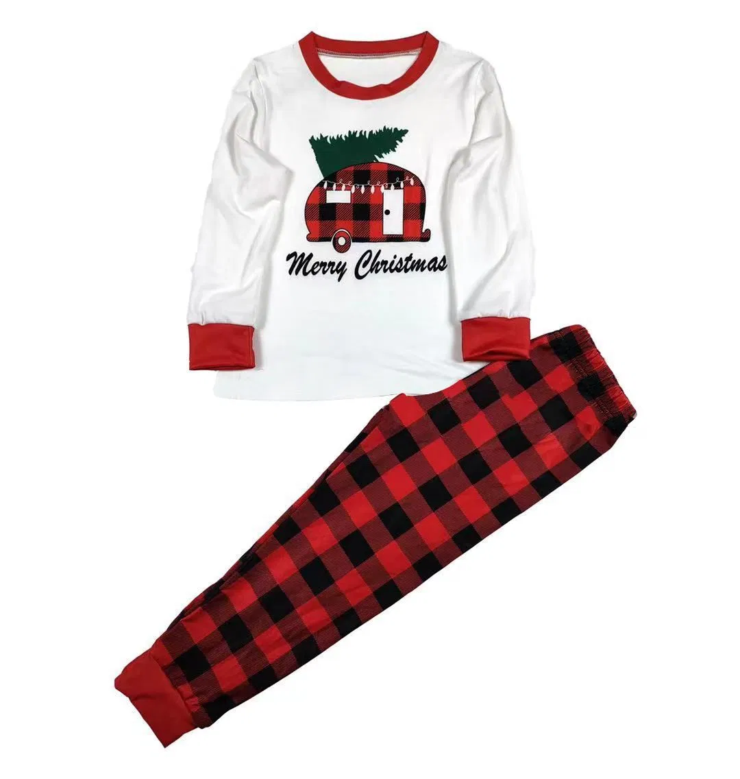 Unisex Xmas Children Baby Kid Girl Boy Cotton Red Checkered Nightwear Pajamas Sleepwear Suit Christmas Parent-Kids Clothes