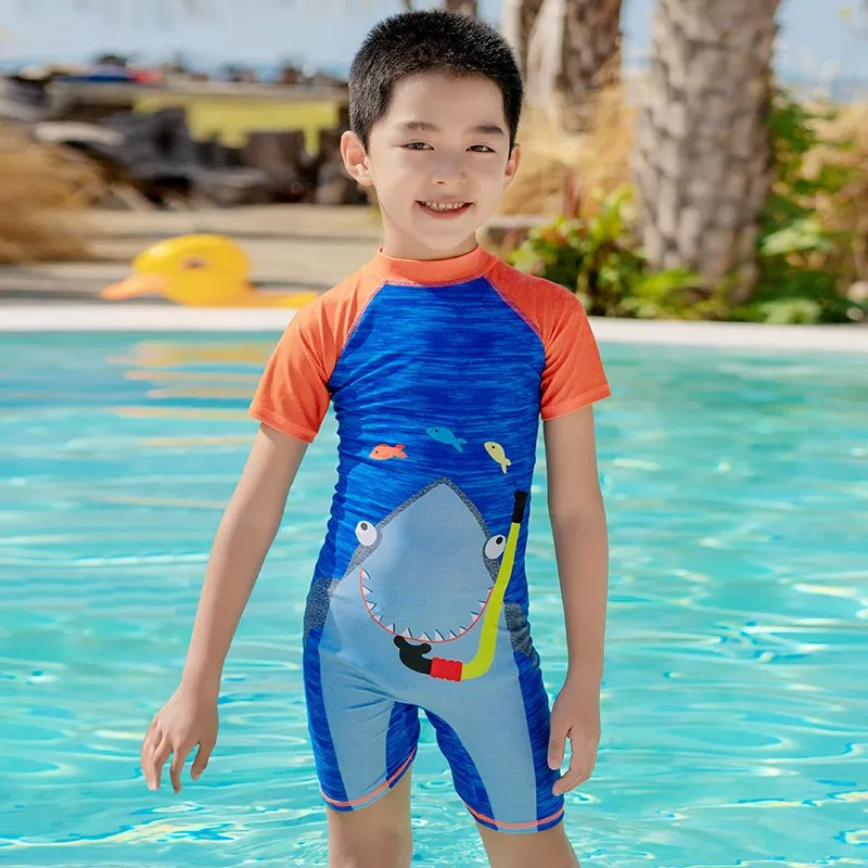 New Fashion Custom Print Boys Sport Beachwear One Piece Swimwear