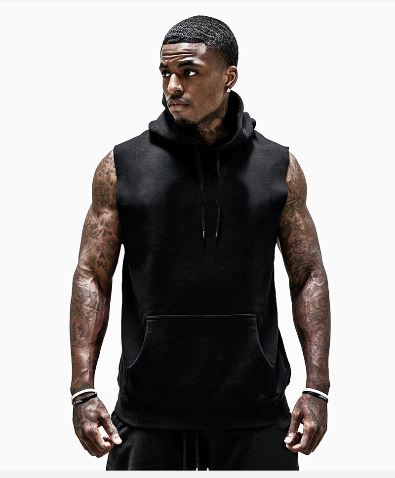 Sports Hooded Vest Men Brothers Casual Fitness Vest Running Training Clothing Fitness Gym Wear for Man