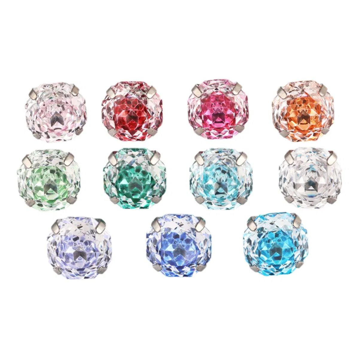 Titanium Alloy Round Bottom Four Caw Eight Sided Rose Cut Fashion Jewelry Piercing Accessories