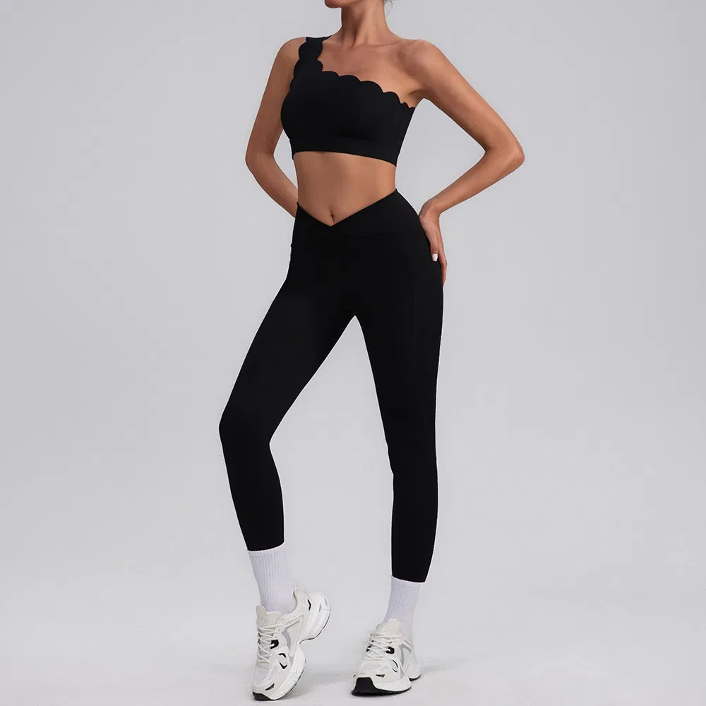 Activewear Set Trendy One Shoulder Bra Yoga Pants Matching Workout Clothing Premium Running Outfit Suit