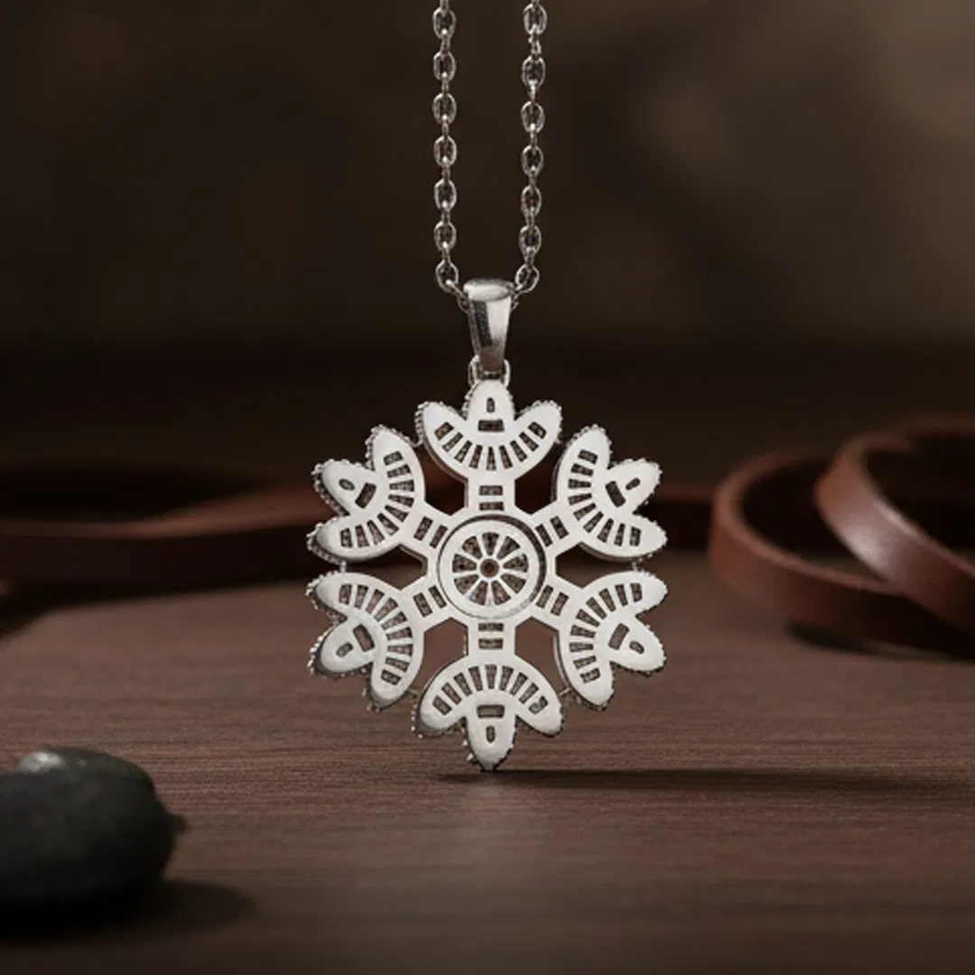 Bulk Snowflake Shape Pendant Necklace CZ Paved Hip Hop Fashion Accessories