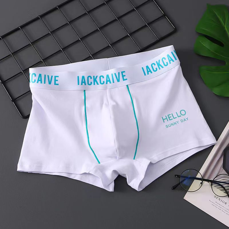 Wholesale Cotton Men's Male Student Boxer Shorts Breathable Solid Color MID-Waist Underwear