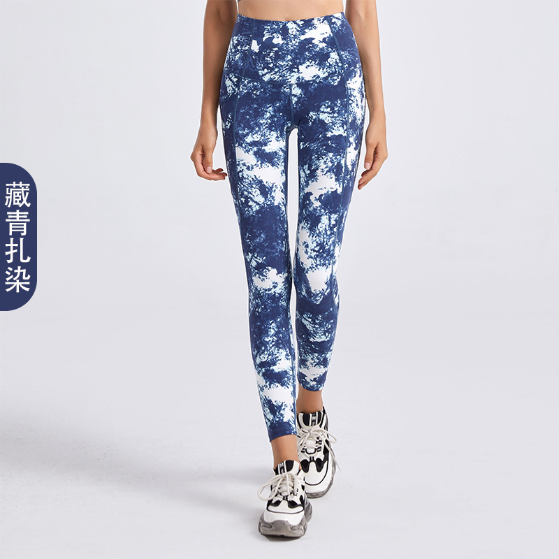 2022 Spring and Summer New Tie-Dye Yoga Leggings Women's High Waist Fitness Pants Outer Wear