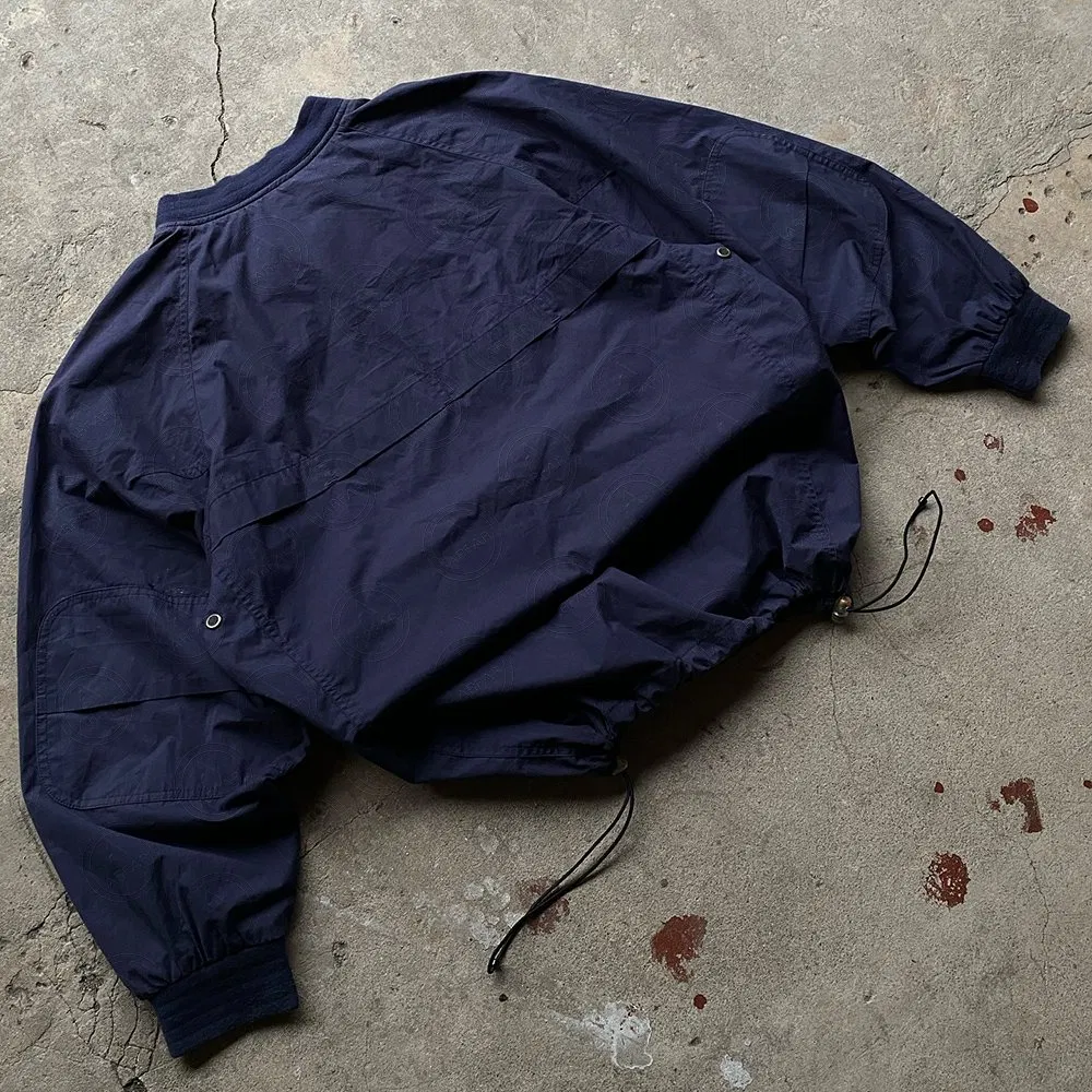 Black Streetwear Loose Fit Jacket Men's V Stand Collar Zipper Windbreaker with Drawstring, Spring Autumn Casual Fashion Outerwear