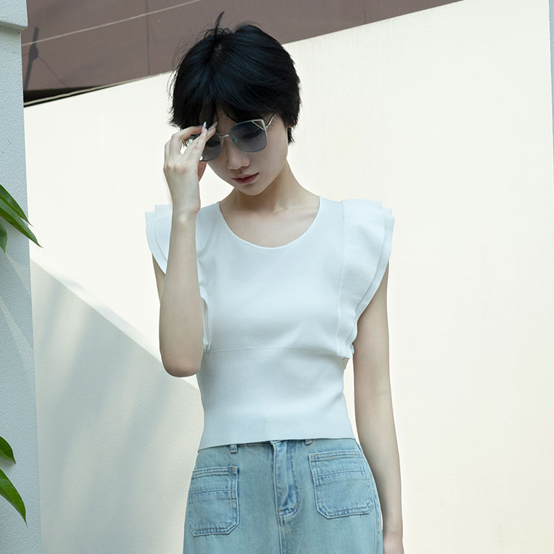 Customizable Cotton Pullover Women's Sleeveless Knitted Summer Shirt Wear