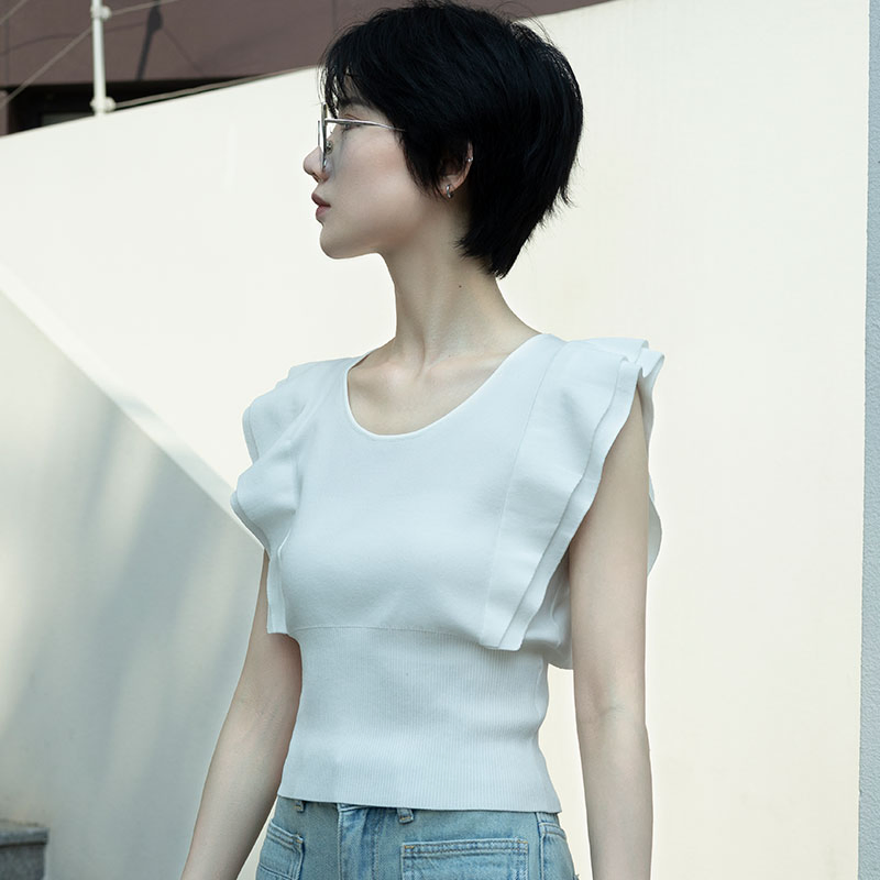 Customizable Cotton Pullover Women's Sleeveless Knitted Summer Shirt Wear