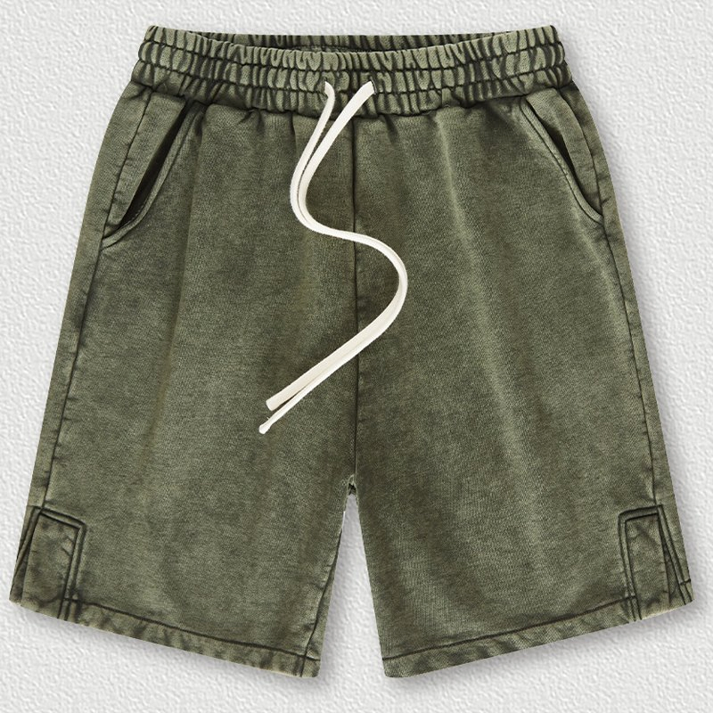 470g Summer Wash Vintage Split Sweat Shorts Vintage Street Fashion Brand Cropped Pants Men′ S Leisure Casual Wear