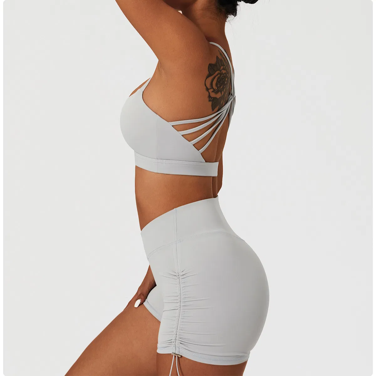 Workout Clothing for Women 2 Piece Cross Back Straps Sports Bra Butt Lifting Shorts Yoga Gym Activewear Set