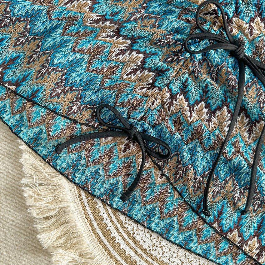 SJ-BS2065 Fashion New Sexy Ombre Embroidered Trio Bikini Set - Multi-Colored Summer Swimwear