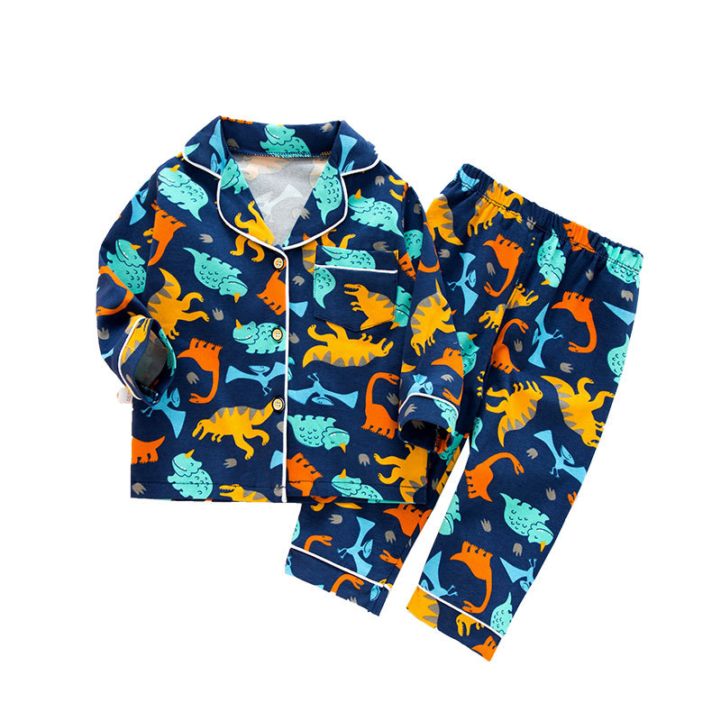 Boys Girls Pajamas Set Button-Down Kid Sleepwears Set Pjs Clothes Long/Short Sleeve Nightwear