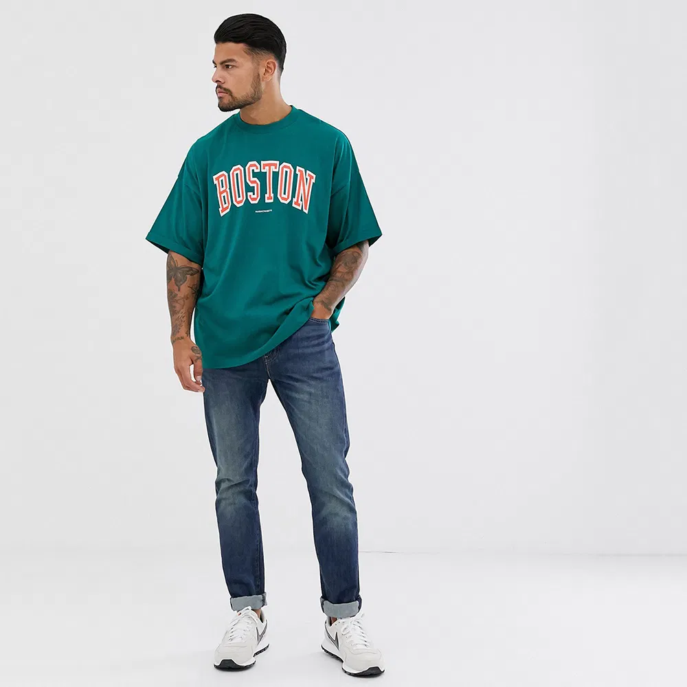 Men Oversized Fashion Loose Fit Crewneck Streetwear Heavyweight Drop Shoulder T Shirt