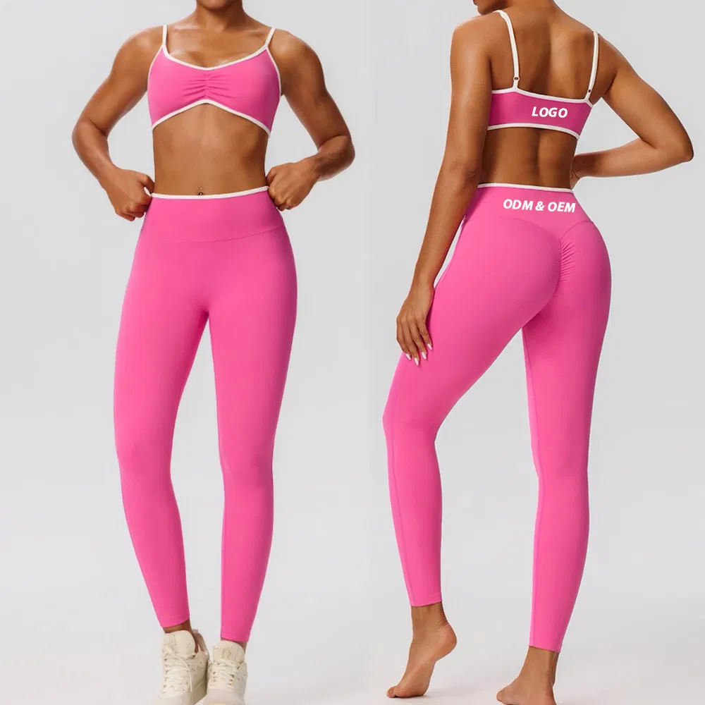 New Listing 3 Pieces Set Color-Blocked Gym Pilates Apparel for Women, Long Sleeve Crop Top +Sports Bra + Scrunch Booty Leggings Ropa De Yoga Wear Sweatsuits
