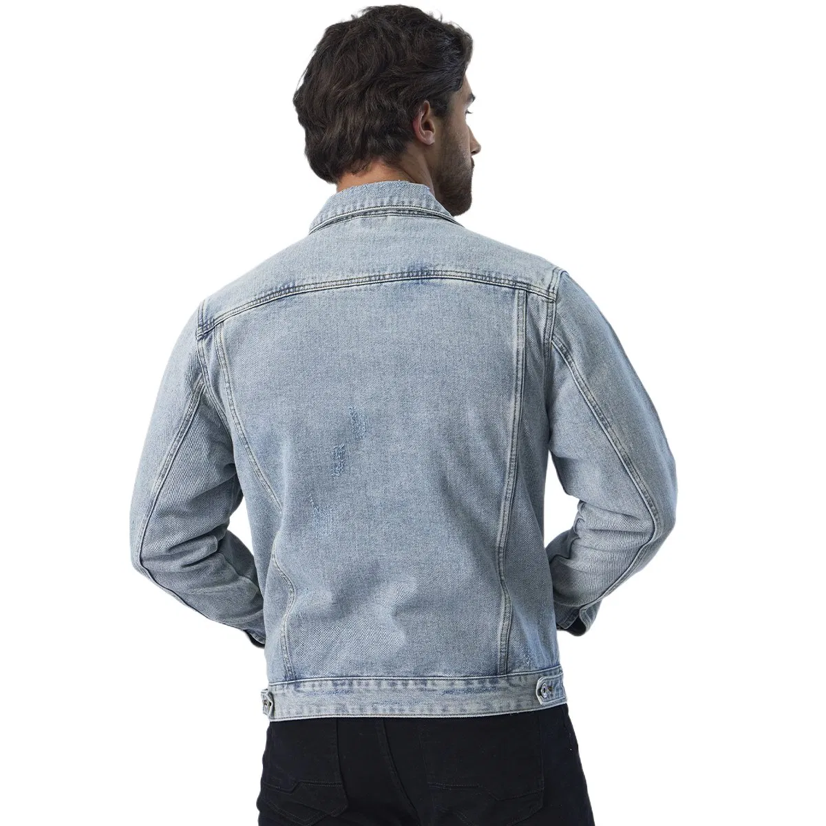 Custom Ripped Design Outerwear Denim Fabric Motorcycle Jeans Jackets for Men