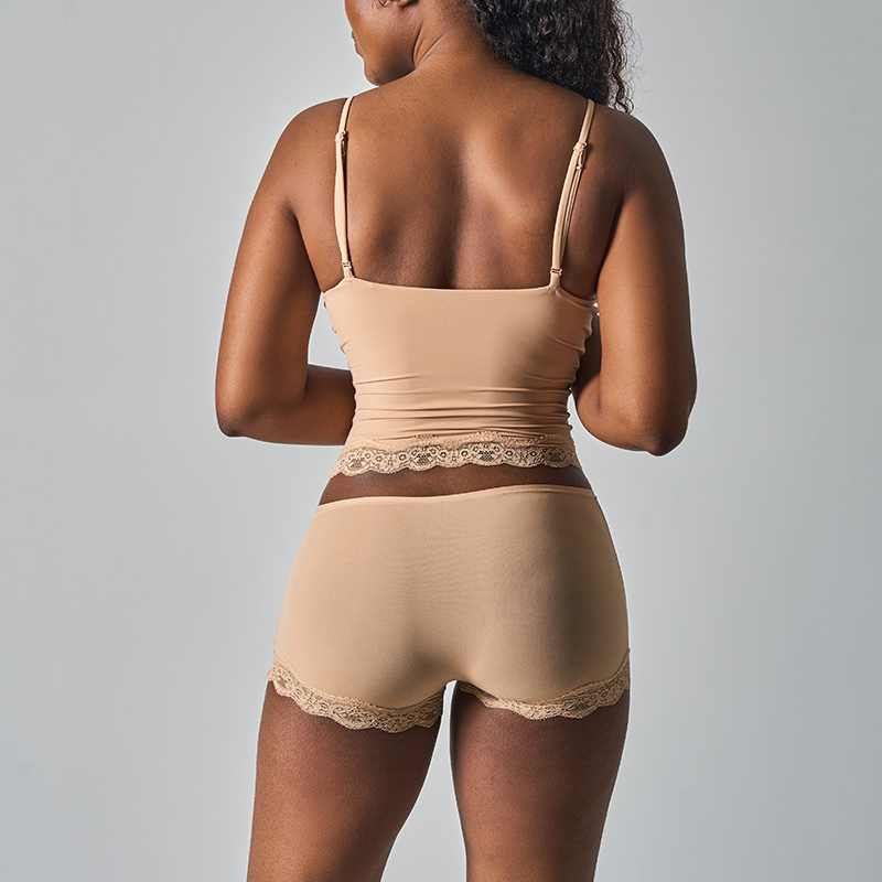 Factory Outlet (ODM/OEM) Industry Leading 76% Nylon/24% Spandex Lace Trim Sexy Deep V Lingerie Camisole/Panty Underwear Set High Quality Set