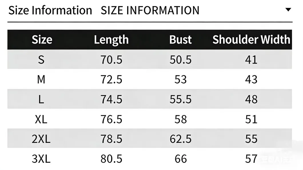 Size Chart CM