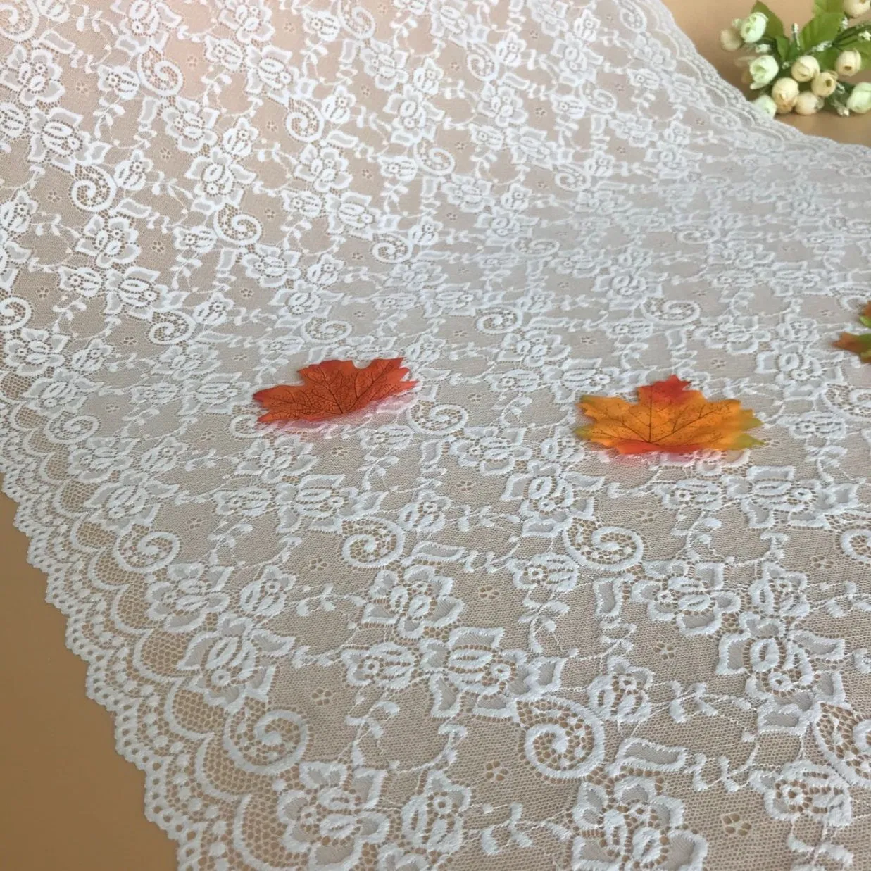 OEM Hot Selling 60cm Black White Mesh Spandex Stretch Lace Trim Customizable Colors Elastic Fabric for Women