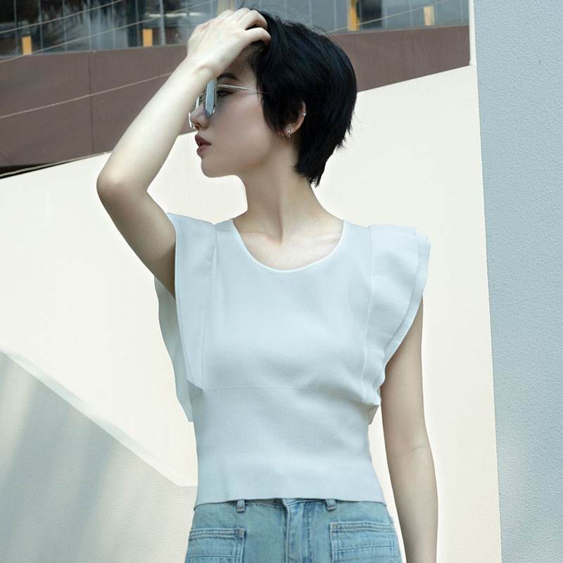 Customizable Cotton Pullover Women's Sleeveless Knitted Summer Shirt Wear