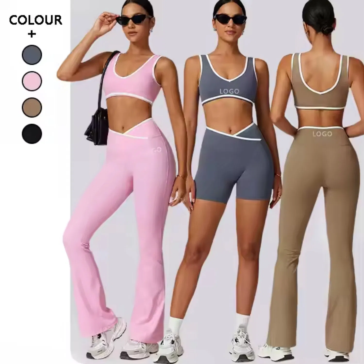 Custom Apparel Production Women's Sports Wear Gym Fitness Yoga Sets Fitness Clothing Activewear Sets Women Sportswear V Waist Workout Clothes for Women