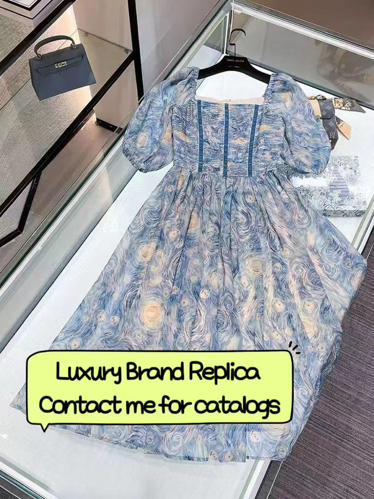 Wholesale Luxury Women Custom Tag Light Hight Quality Replica Online Store Clothing Design Women's Promotional Dress Brand Name Plus Size Women Clothing