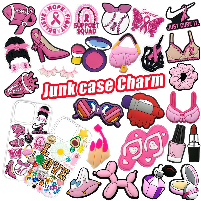 2025 Trendy New Fashion Pink Cosmetics Junk Case Charms Wholesale Phone Case Decor DIY Funny Accessories