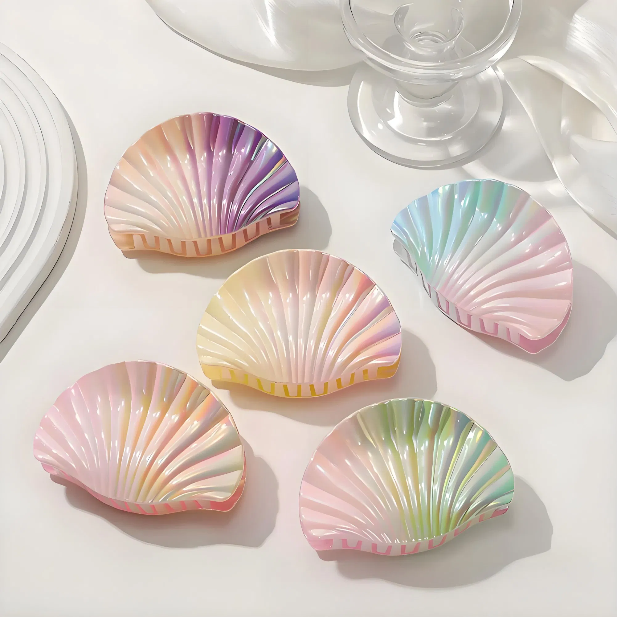 Colorful Shell Claw, Vacation Style, Back of The Head Updo, Shark Claw, Mermaid Girl, Frangipani Claw Girl Lovely Hairpins Barrettes Fashion Hair Accessory