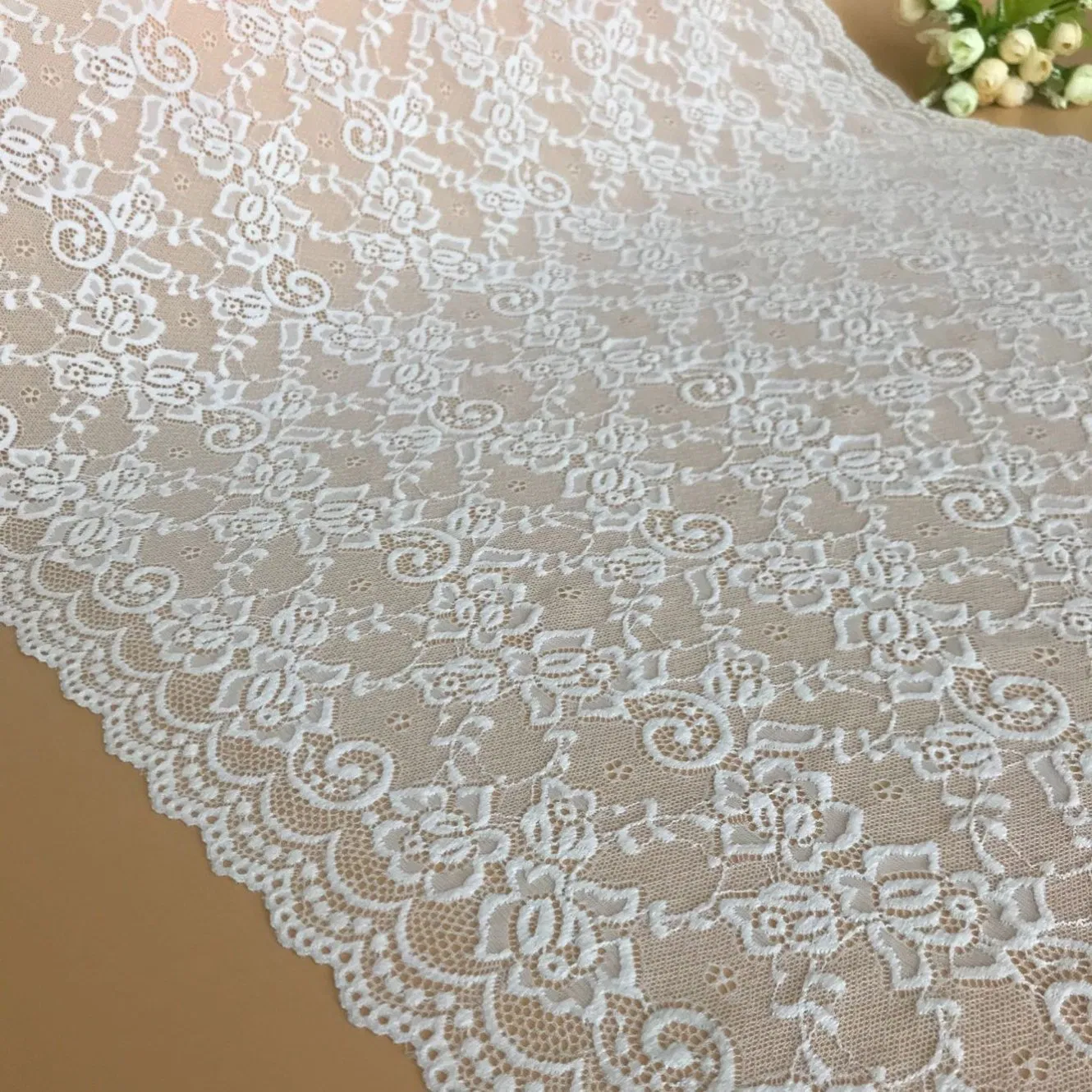 OEM Hot Selling 60cm Black White Mesh Spandex Stretch Lace Trim Customizable Colors Elastic Fabric for Women