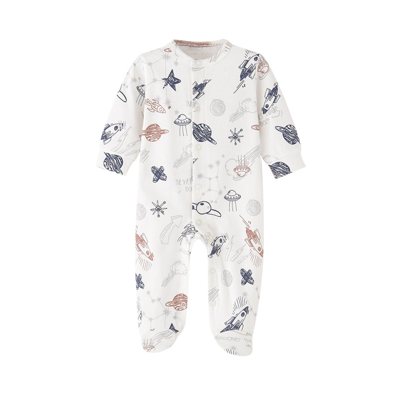 OEM Unisex Baby Long Sleeve Romper for Spring Autumn Newborn Bodysuit Cartoon Print Soft Comfortable Jumpsuit Baby Apparel