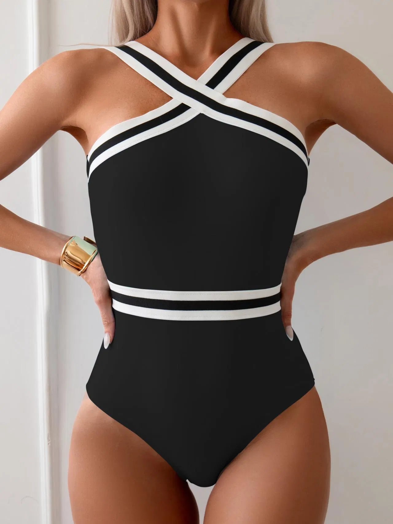 Pleated Sexy Swimsuit Three Piece Beach Skirt Bikini Fashion Ladies Swimwear